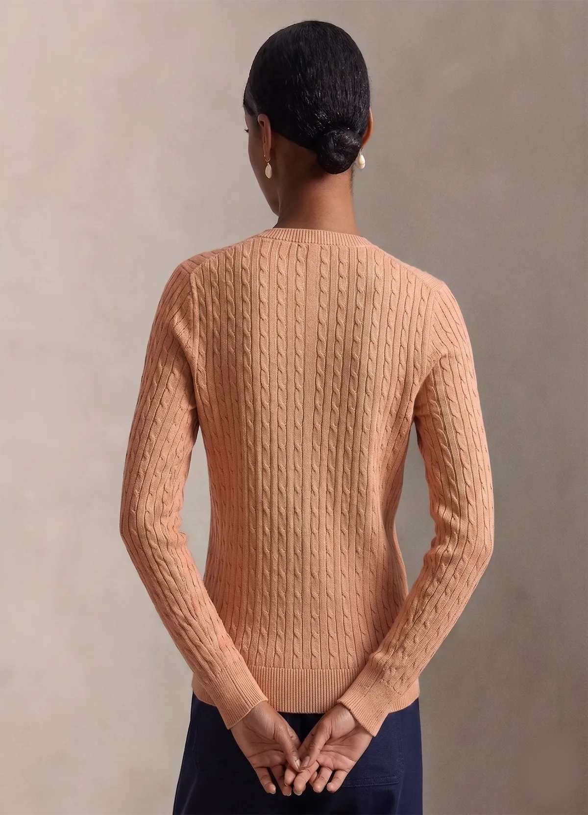 Ralph Lauren Women’s Peach Cable-Knit Button-Up Cardigan Sweater - Image 4