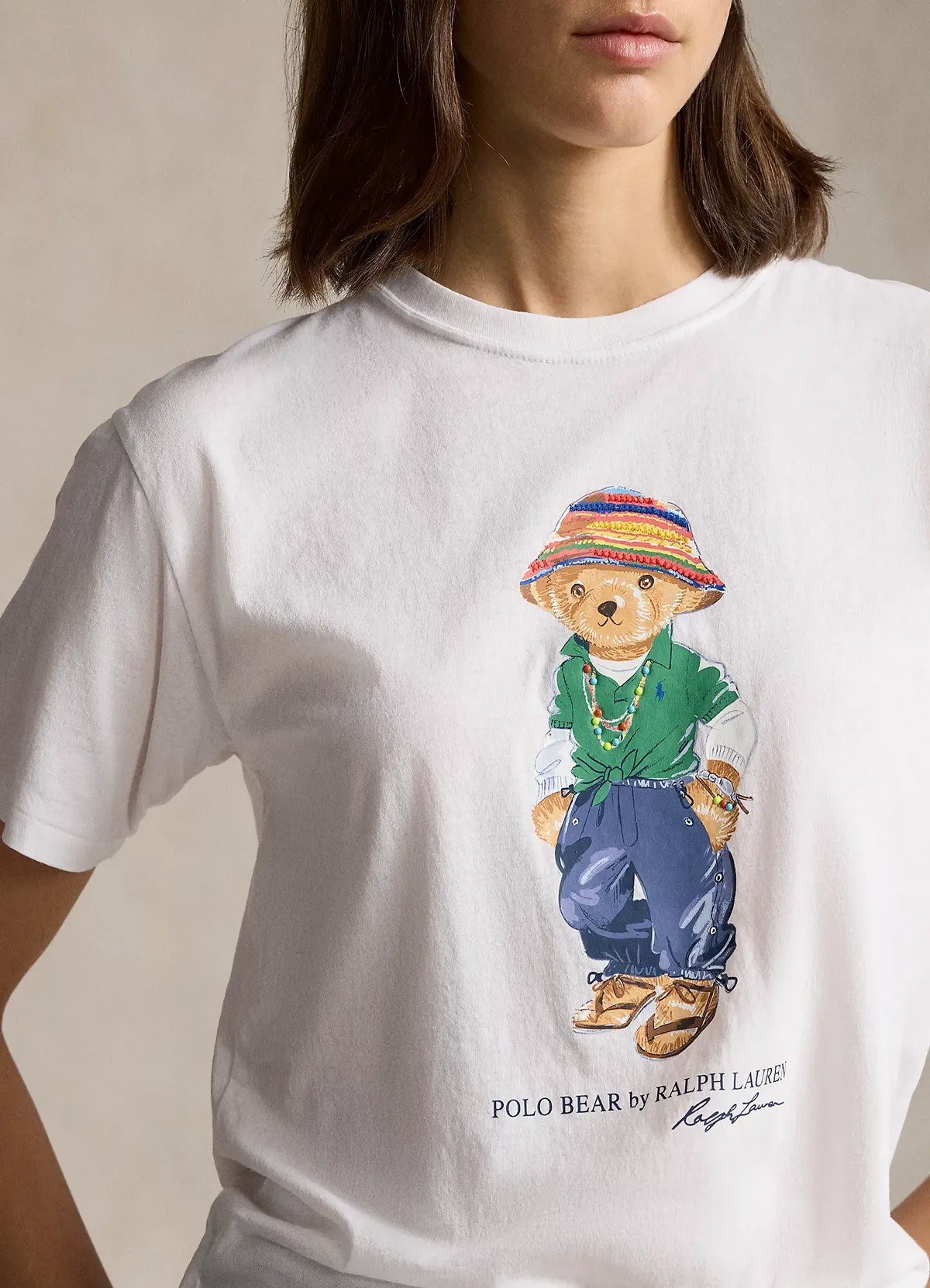 Women’s White Cotton Short-Sleeve Tee with Vacation Polo Bear Graphic by Ralph Lauren - Image 3