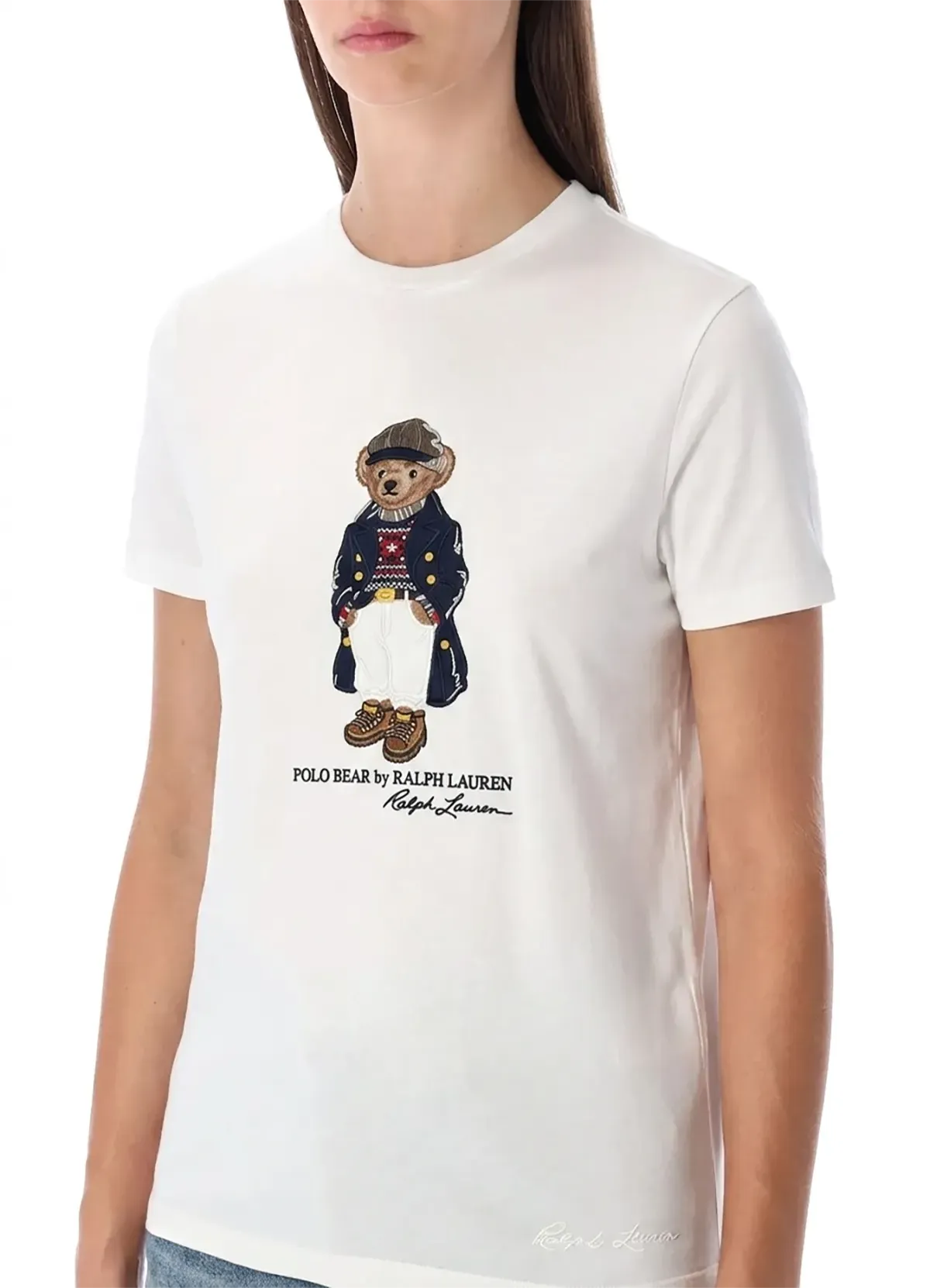 Women’s Polo Bear Embroidered White Cotton Short-Sleeve T-Shirt by Ralph Lauren - Image 2