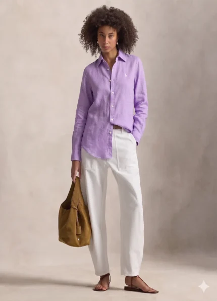 Ralph Lauren Purple Classic Fit Linen Shirt