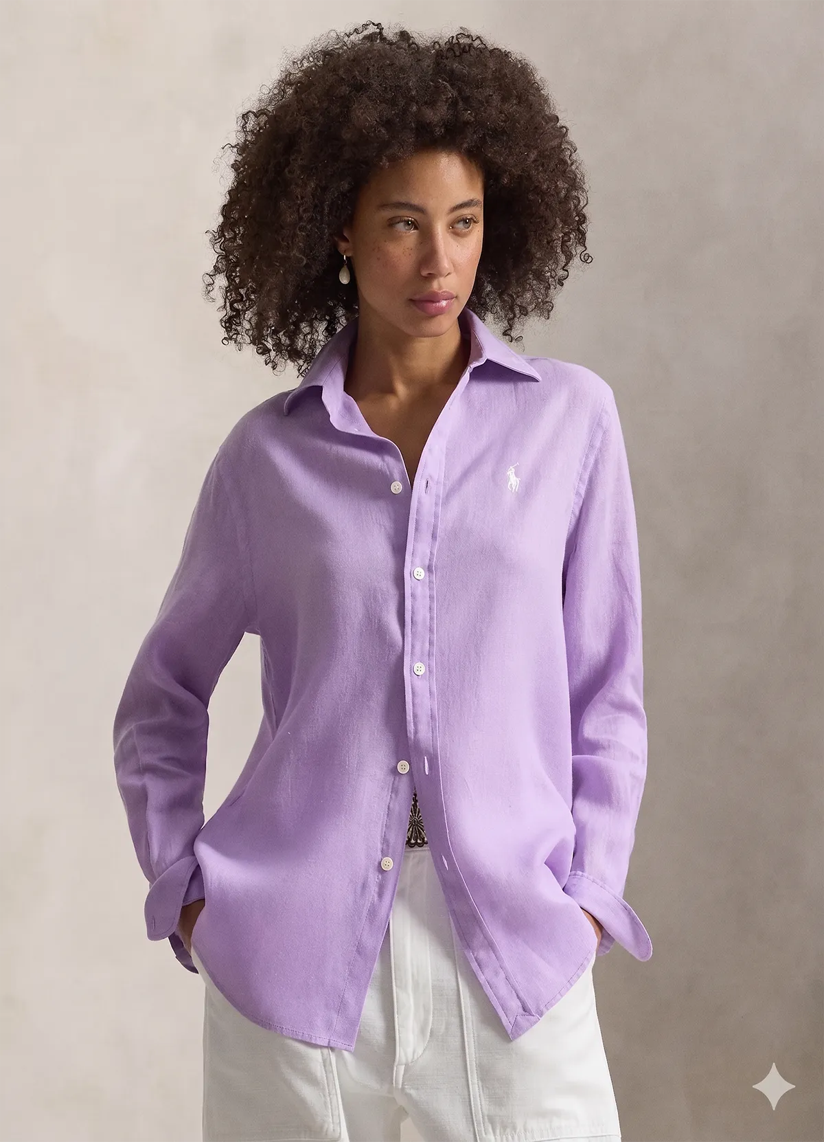 Ralph Lauren Purple Classic Fit Linen Shirt - Image 2