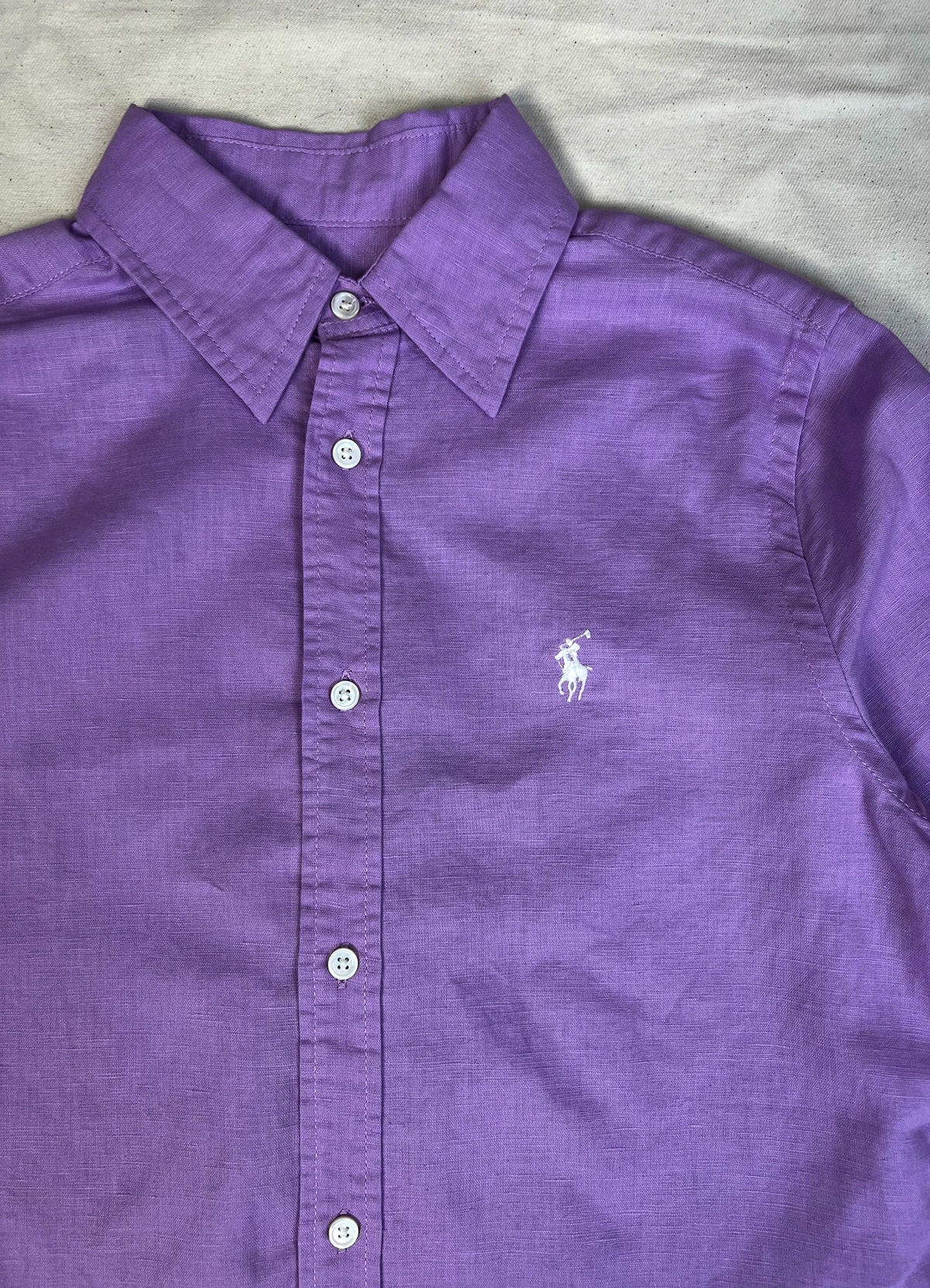 Ralph Lauren Purple Classic Fit Linen Shirt - Image 6