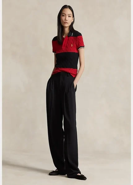 Polo Ralph Lauren Red Slim Fit Cable-Knit Polo Shirt