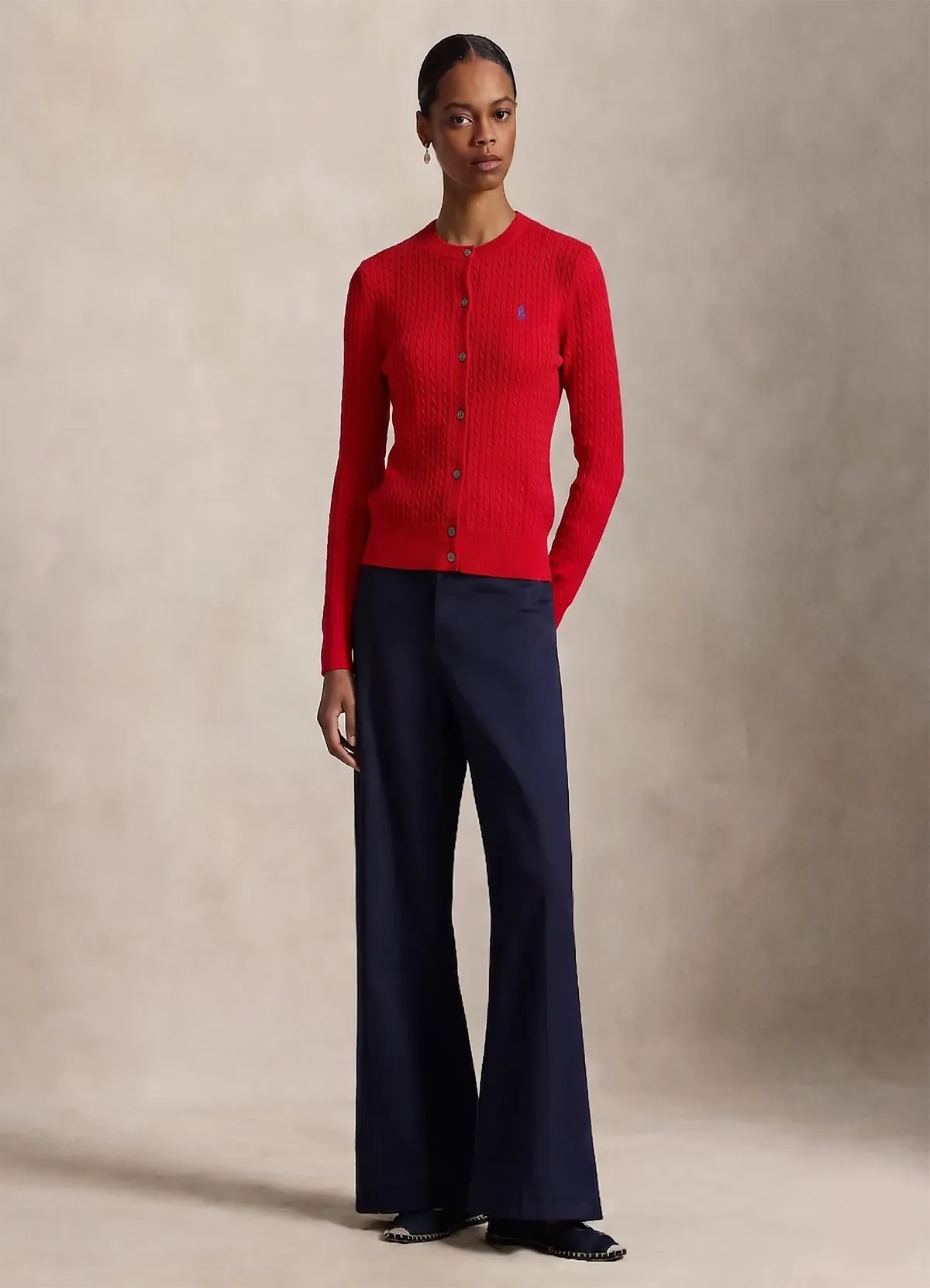 Ralph Lauren Women’s Red Cable-Knit Button-Up Cardigan Sweater - Image 2