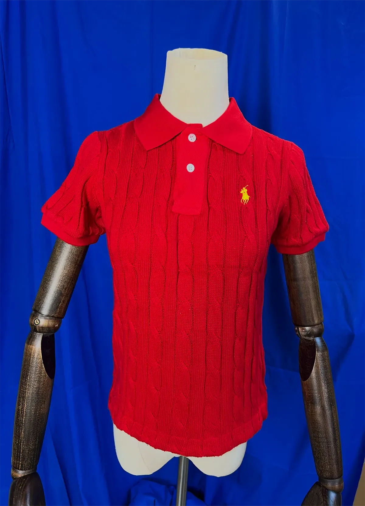 Ralph Lauren Women’s Red Cable-Knit Short-Sleeve Cotton Sweater - Image 5