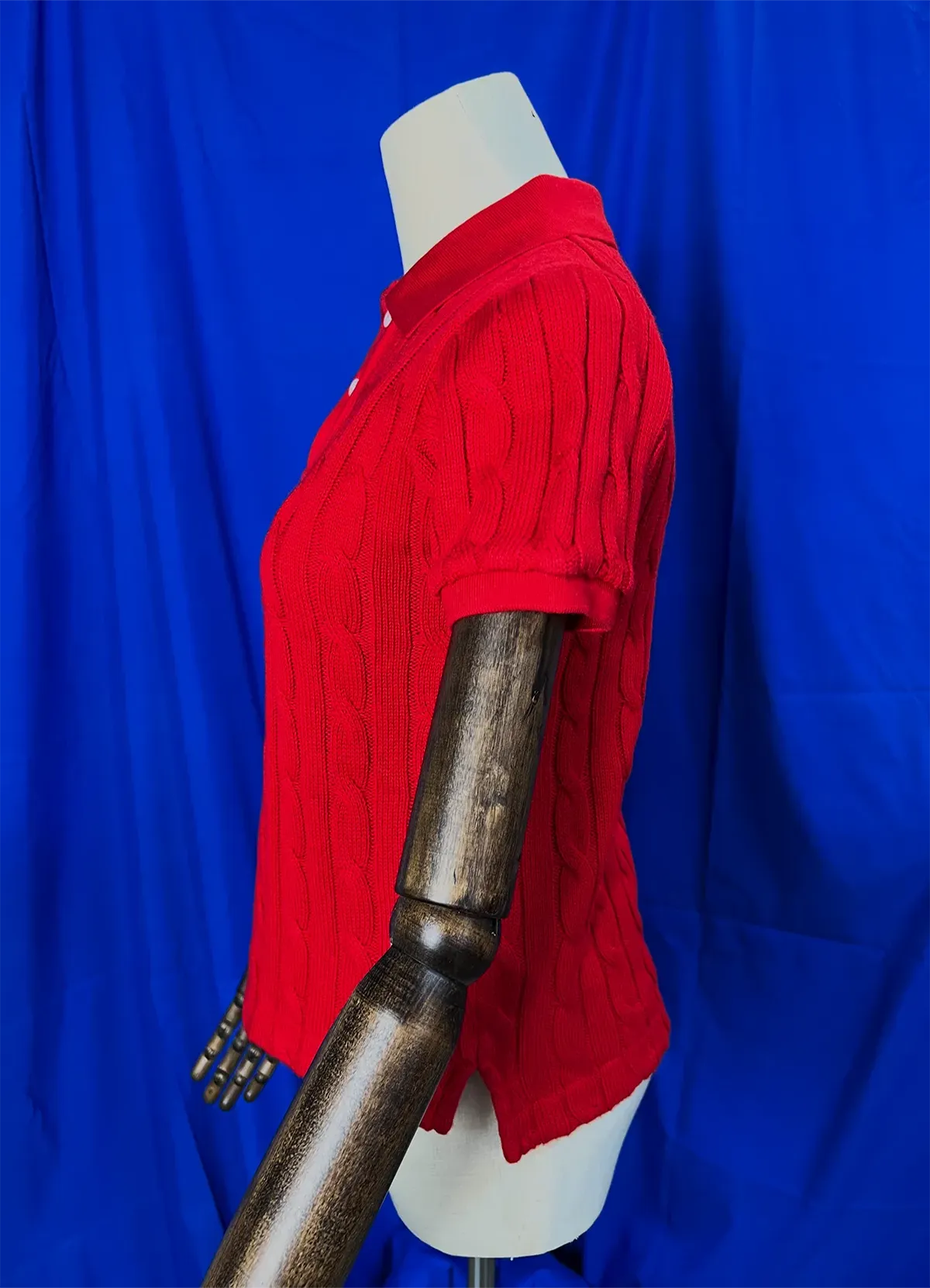 Ralph Lauren Women’s Red Cable-Knit Short-Sleeve Cotton Sweater - Image 6