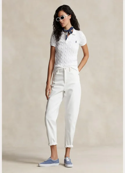 Polo Ralph Lauren White Cable Knit Polo Shirt