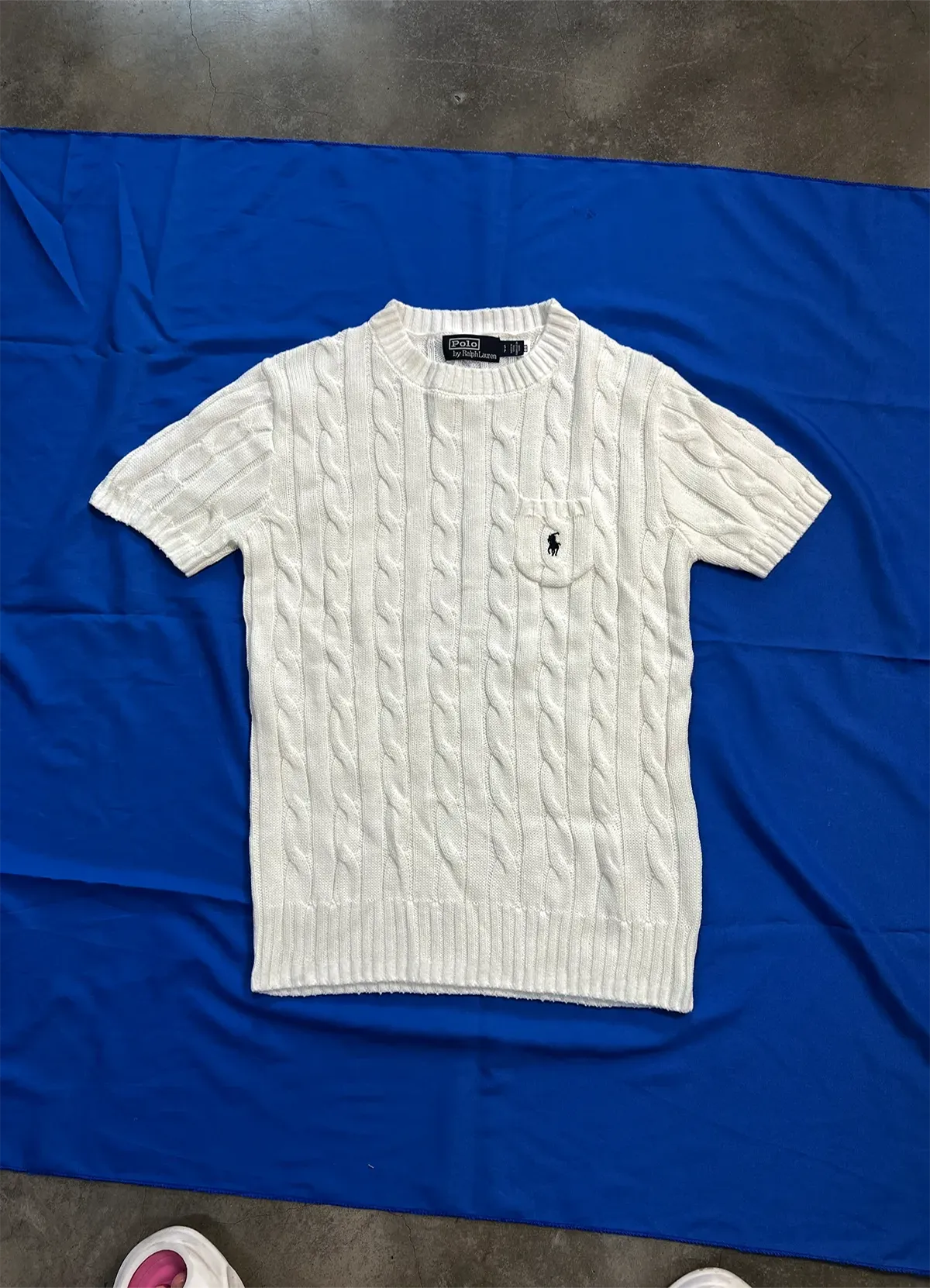 POLO RALPH LAUREN White cotton sweater with short sleeve - Image 7