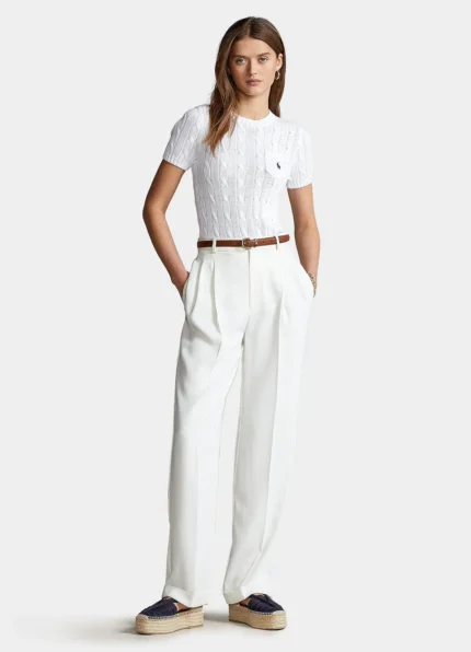 POLO RALPH LAUREN White cotton sweater with short sleeve