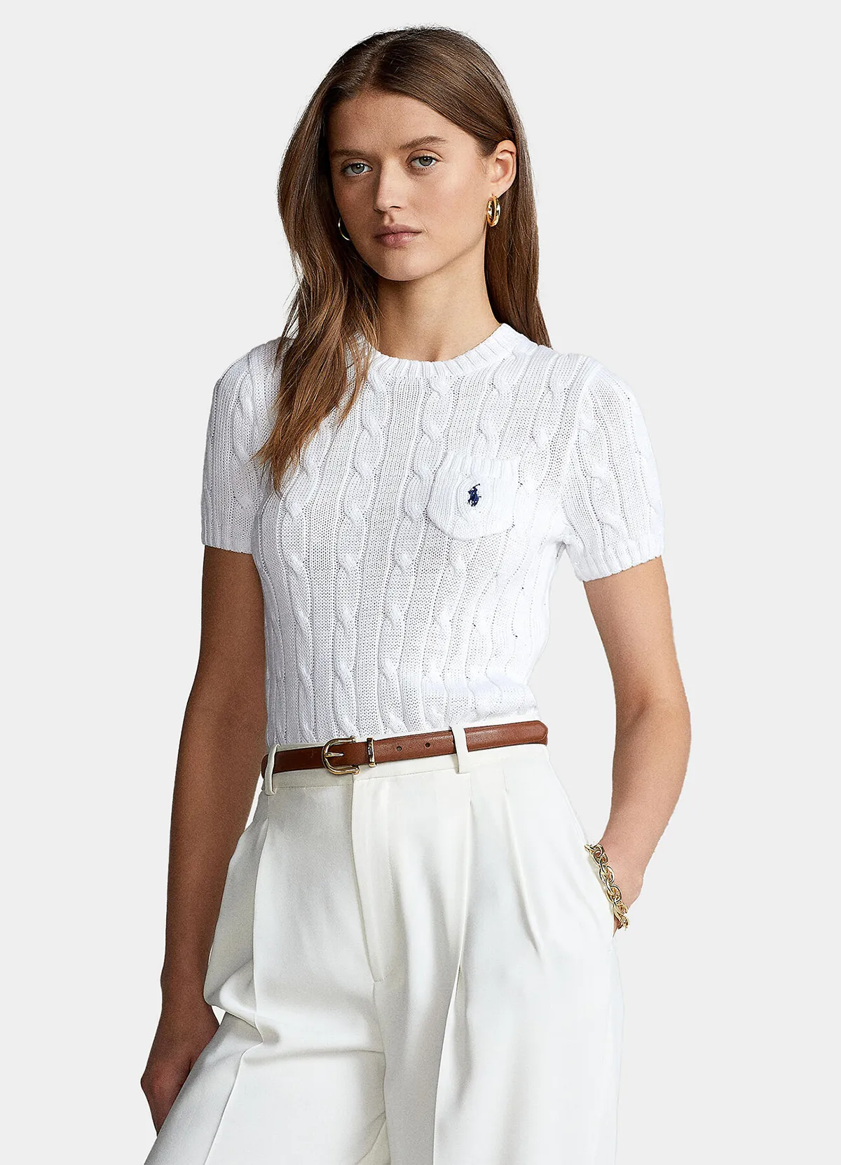 POLO RALPH LAUREN White cotton sweater with short sleeve - Image 2