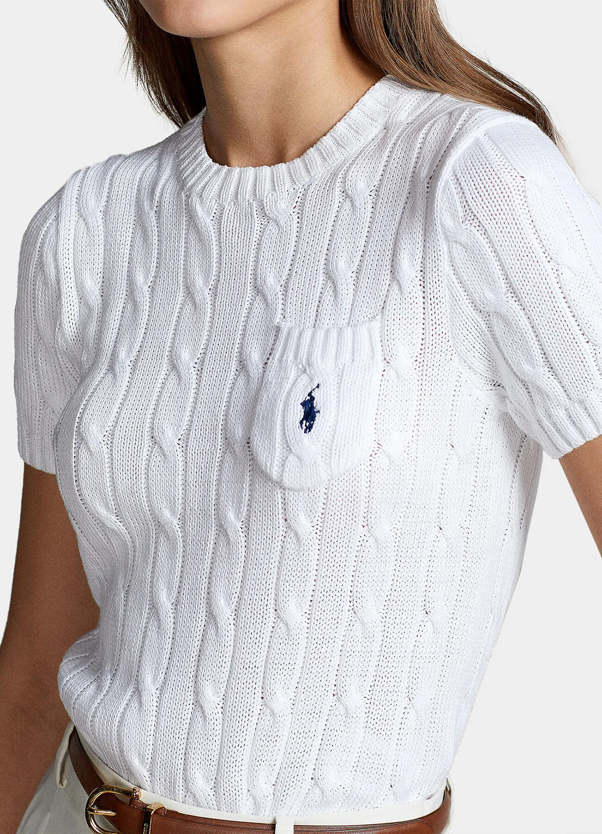POLO RALPH LAUREN White cotton sweater with short sleeve - Image 4