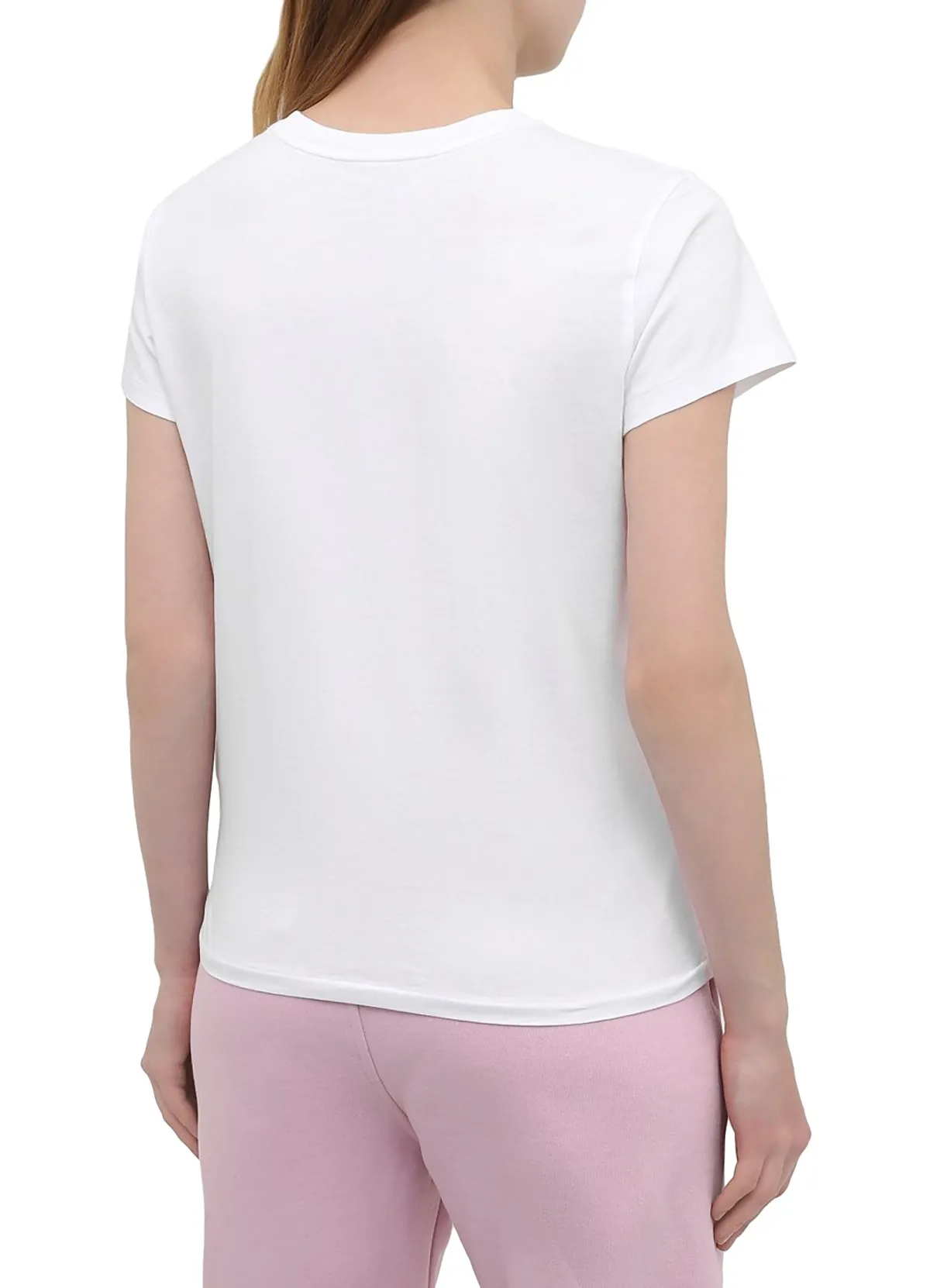 Women’s White Cotton Tee with Pink Tracksuit Polo Bear Graphic by Ralph Lauren - Image 3