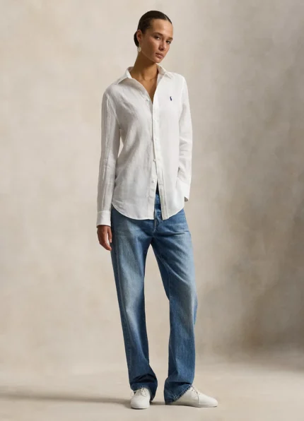 Ralph Lauren White Classic Fit Linen Shirt