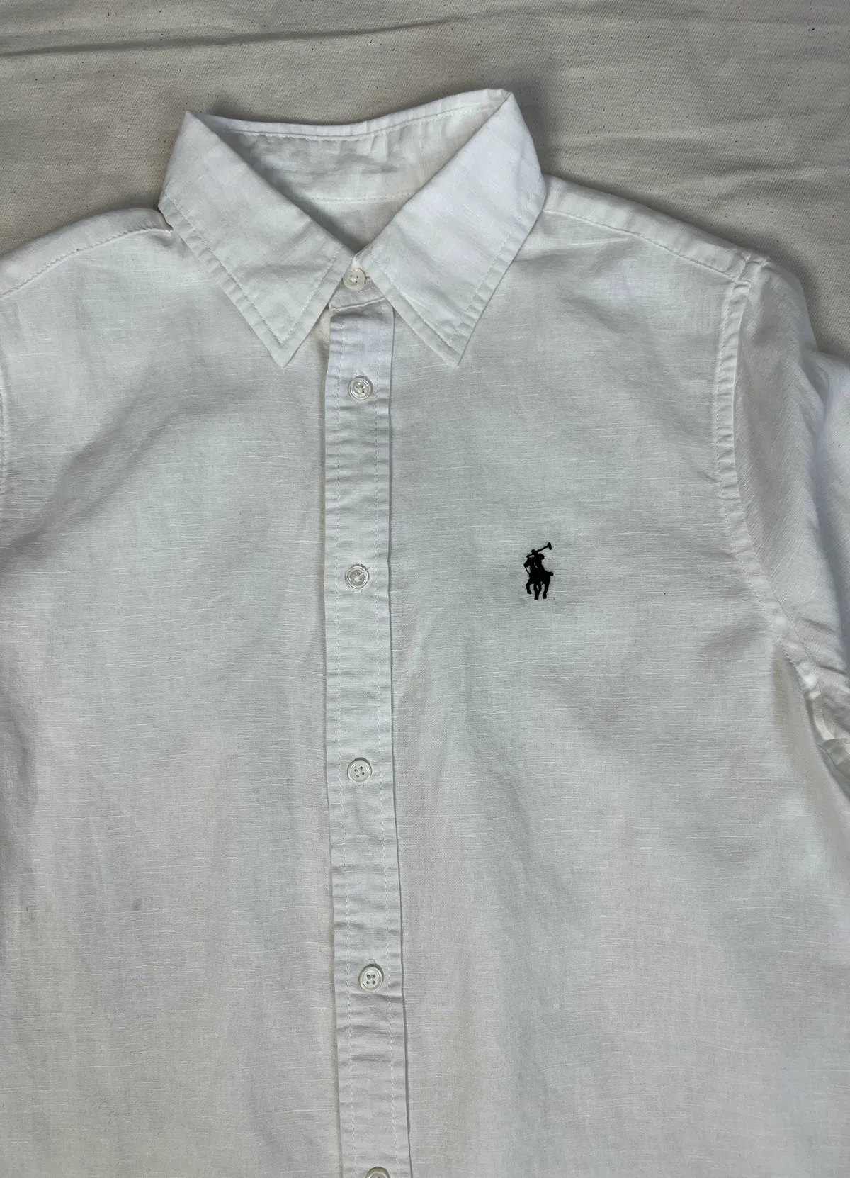 Ralph Lauren White Classic Fit Linen Shirt - Image 7