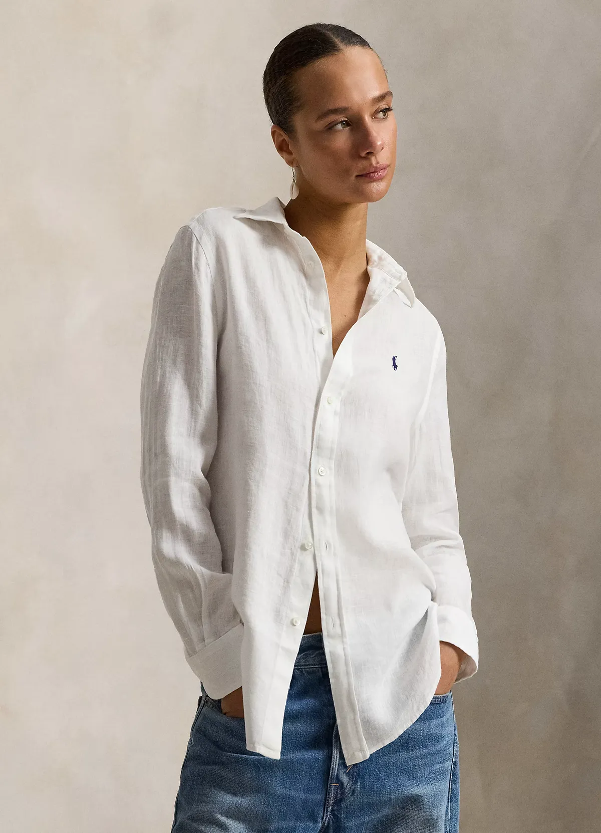 Ralph Lauren White Classic Fit Linen Shirt - Image 2