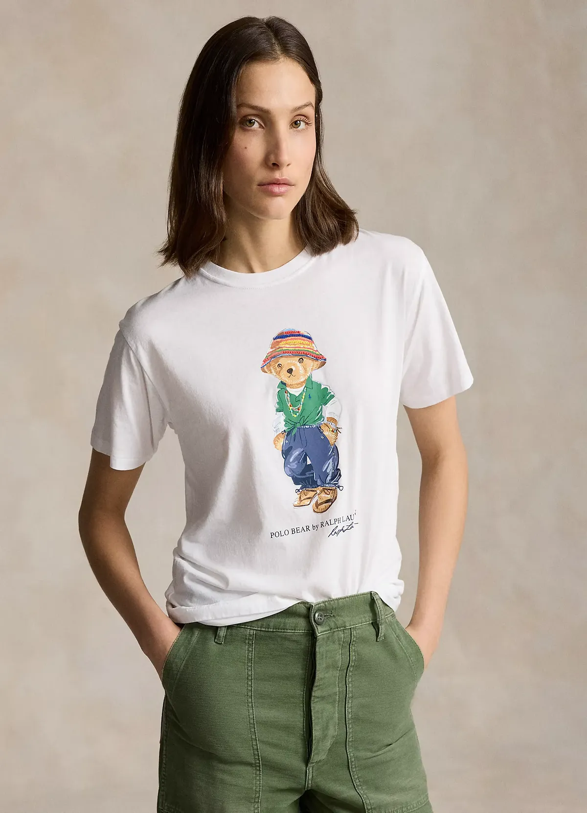 Women’s White Cotton Short-Sleeve Tee with Vacation Polo Bear Graphic by Ralph Lauren - Image 2
