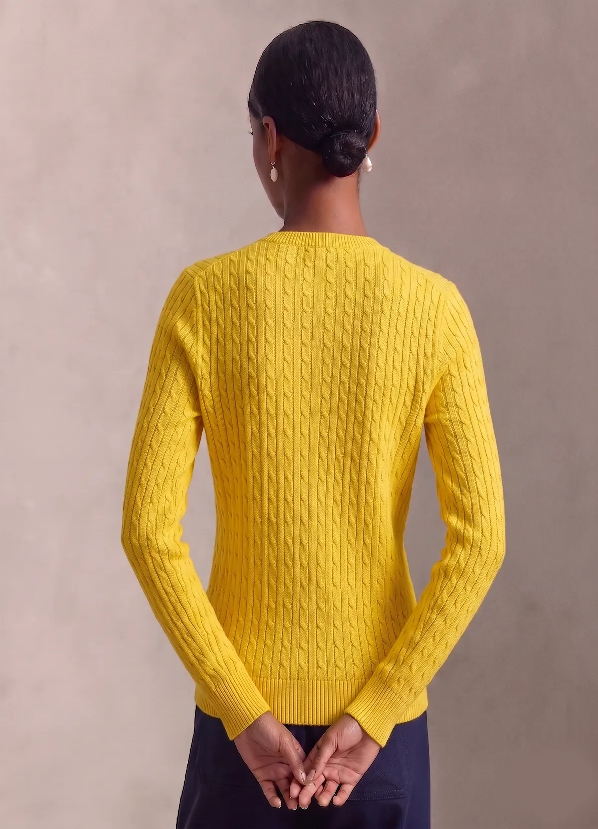 Ralph Lauren Women’s Yellow Cable-Knit Button-Up Cardigan Sweater - Image 3