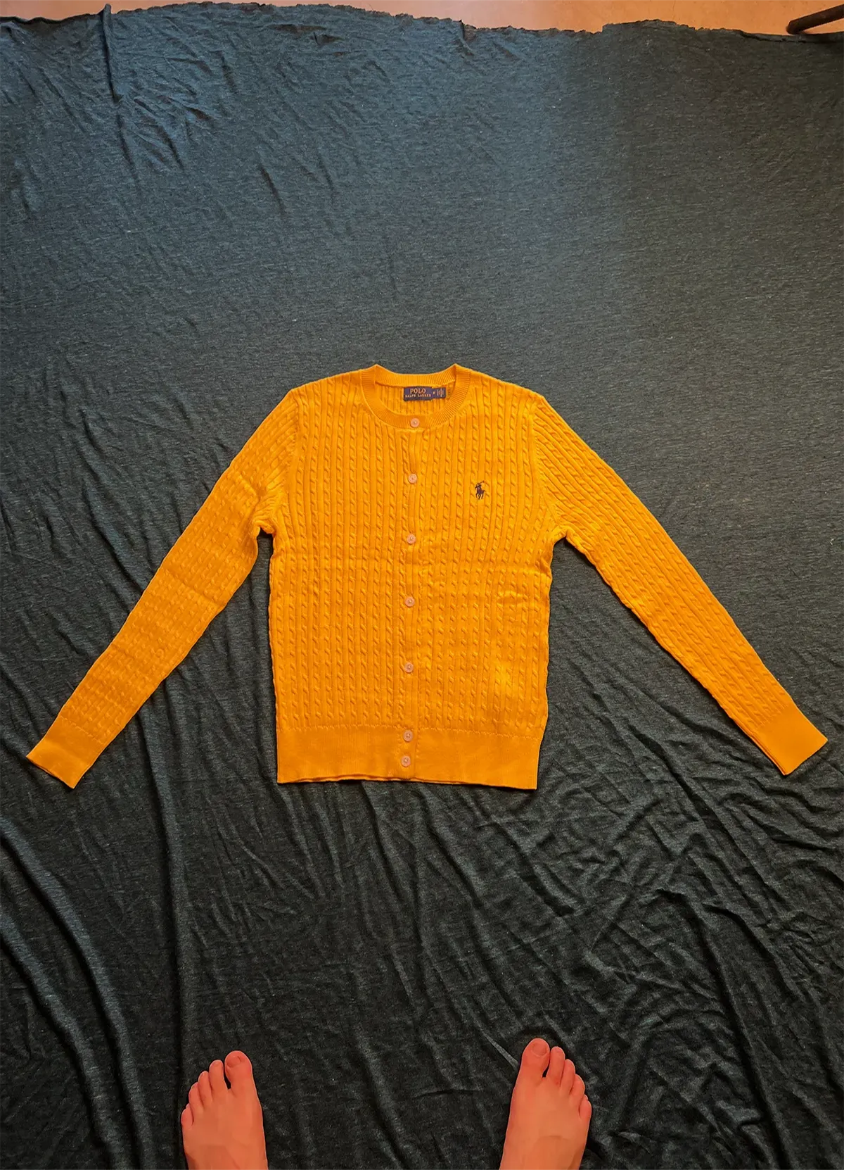 Ralph Lauren Women’s Yellow Cable-Knit Button-Up Cardigan Sweater - Image 4