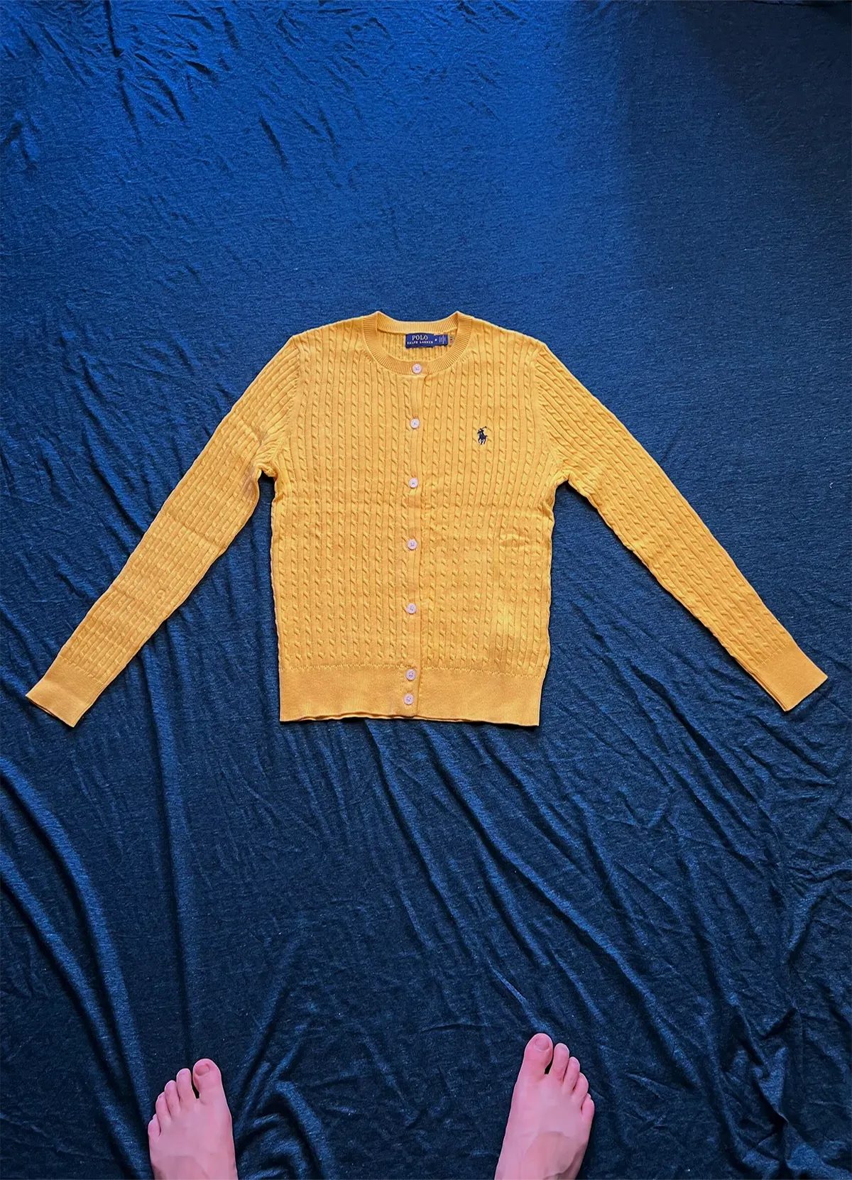 Ralph Lauren Women’s Yellow Cable-Knit Button-Up Cardigan Sweater - Image 5