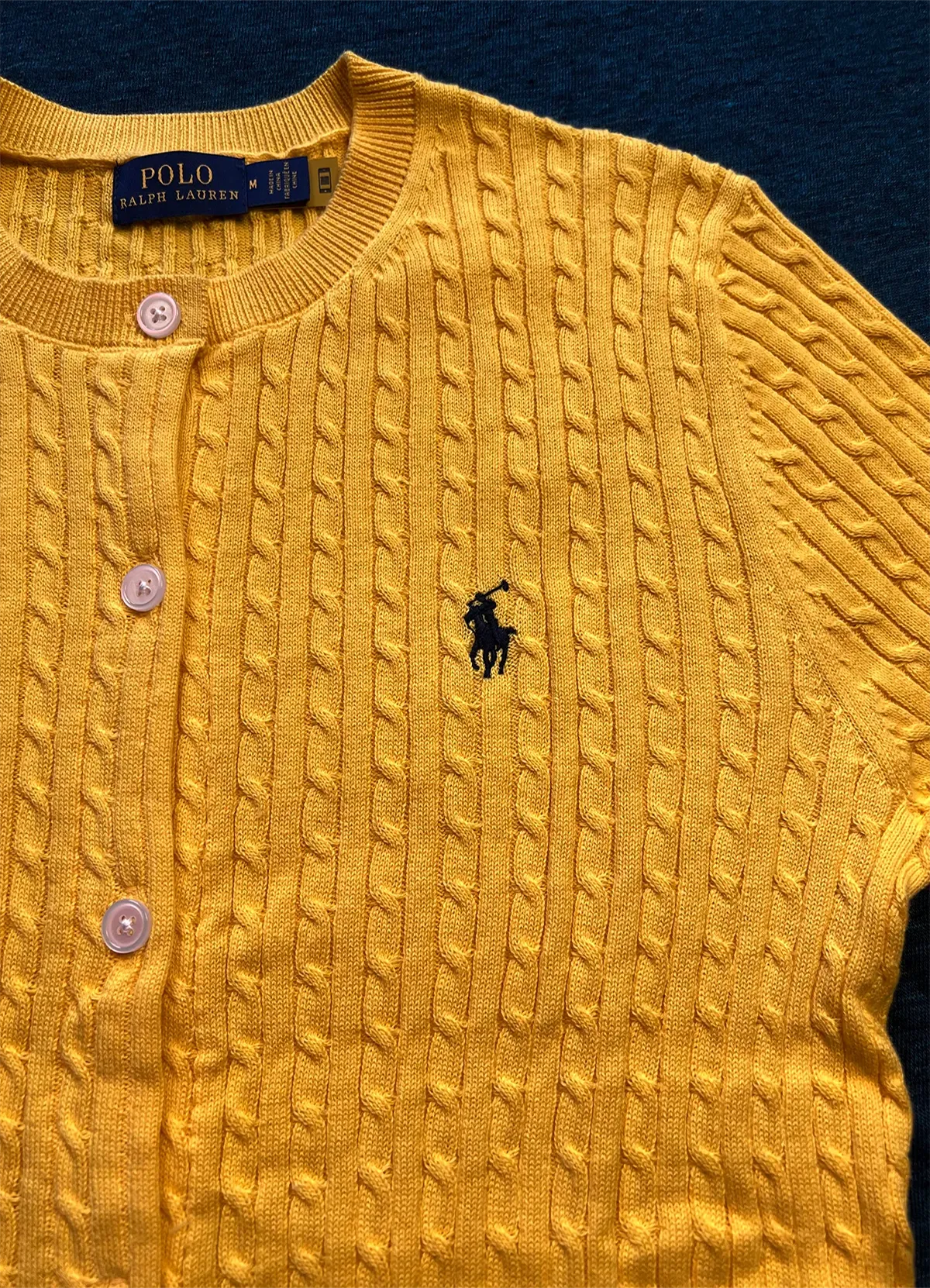 Ralph Lauren Women’s Yellow Cable-Knit Button-Up Cardigan Sweater - Image 6