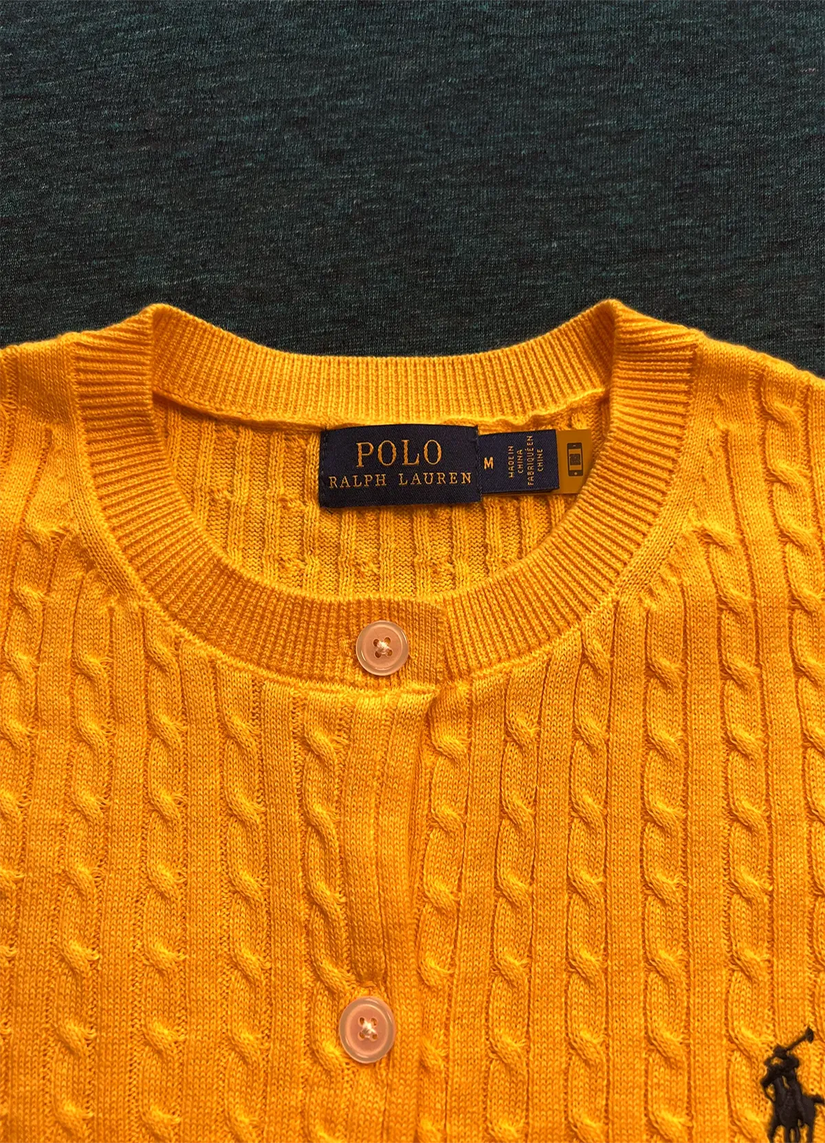 Ralph Lauren Women’s Yellow Cable-Knit Button-Up Cardigan Sweater - Image 7