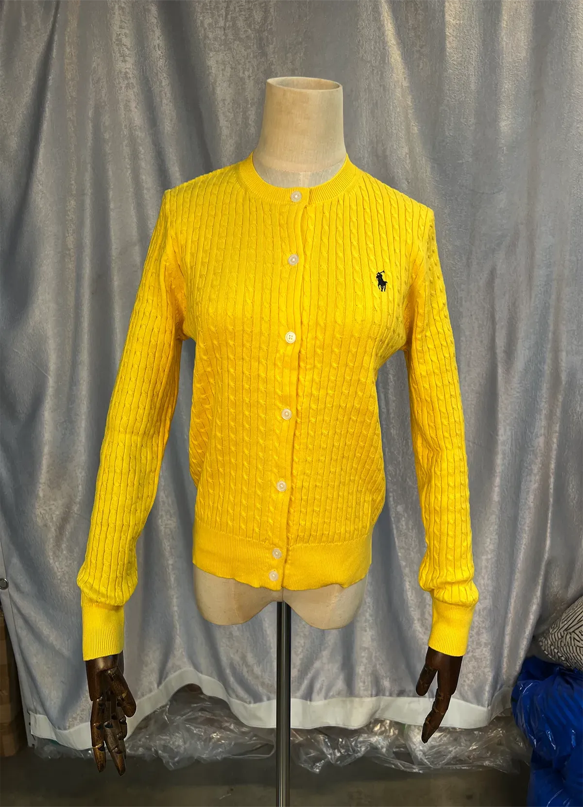 Ralph Lauren Women’s Yellow Cable-Knit Button-Up Cardigan Sweater - Image 9