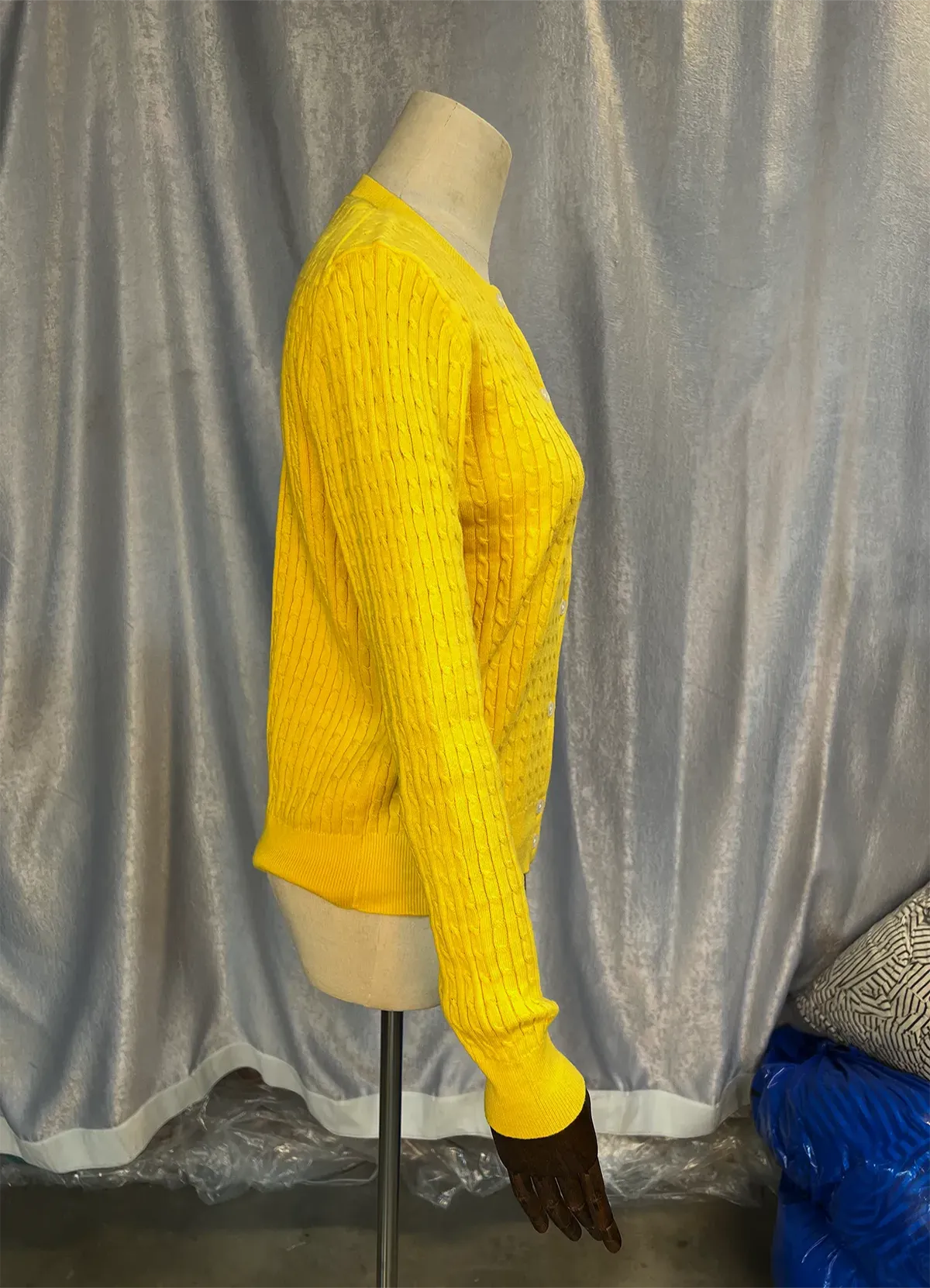 Ralph Lauren Women’s Yellow Cable-Knit Button-Up Cardigan Sweater - Image 12