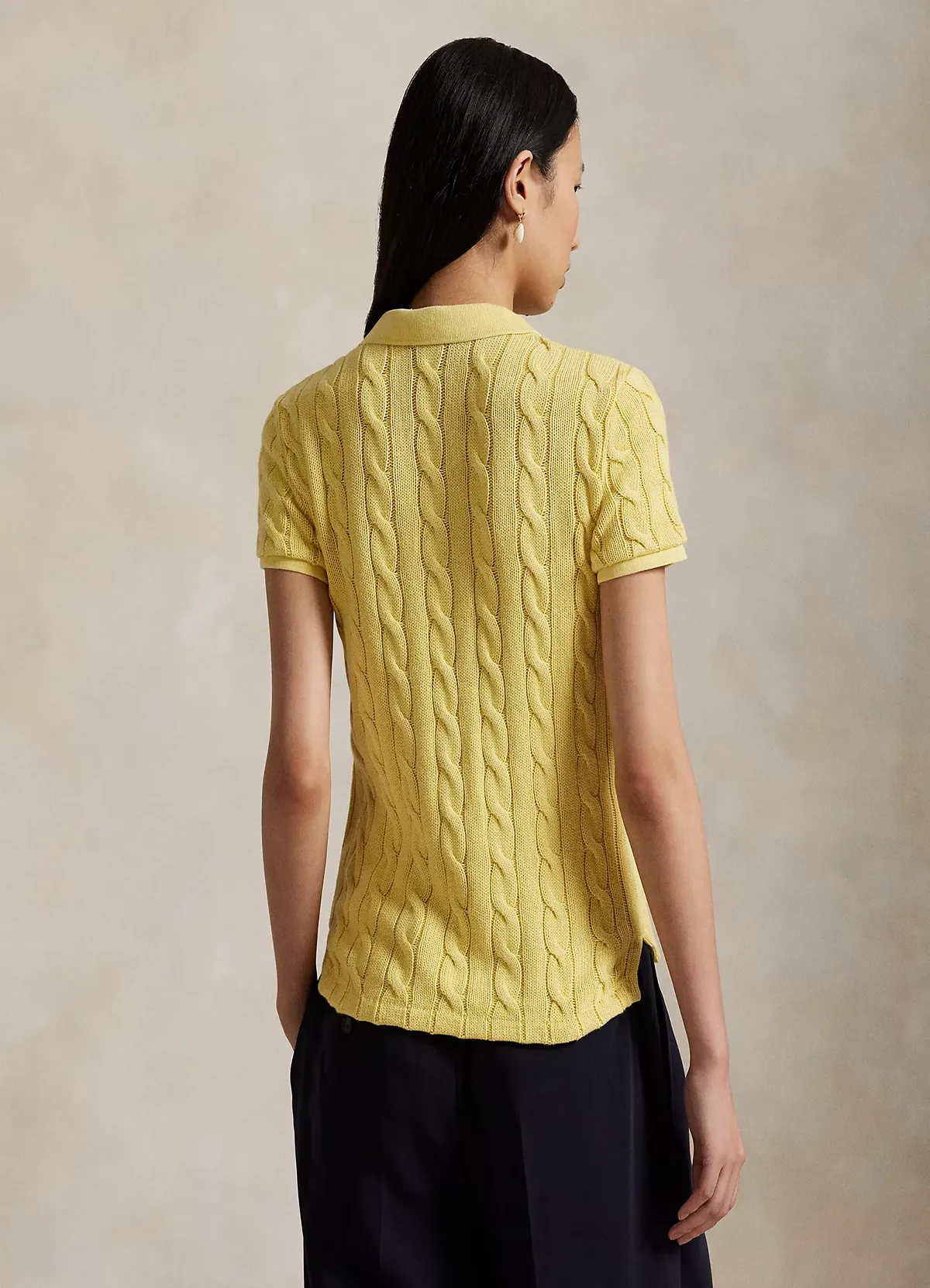 Polo Ralph Lauren Autumn Yellow Cable-Knit Polo Shirt - Image 3