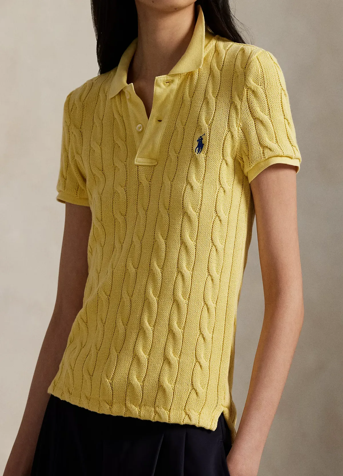 Polo Ralph Lauren Autumn Yellow Cable-Knit Polo Shirt - Image 4