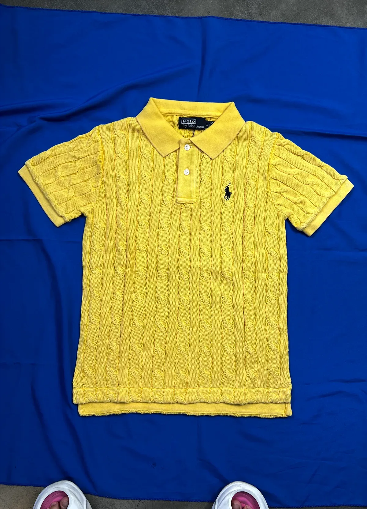 Polo Ralph Lauren Autumn Yellow Cable-Knit Polo Shirt - Image 5