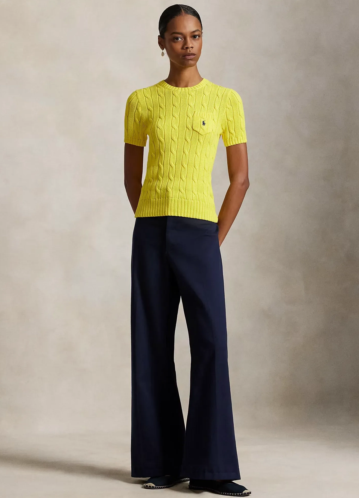 Cable-Knit Cotton Short Sleeve Jumper Save to Wishlist Polo Ralph Lauren - Image 2