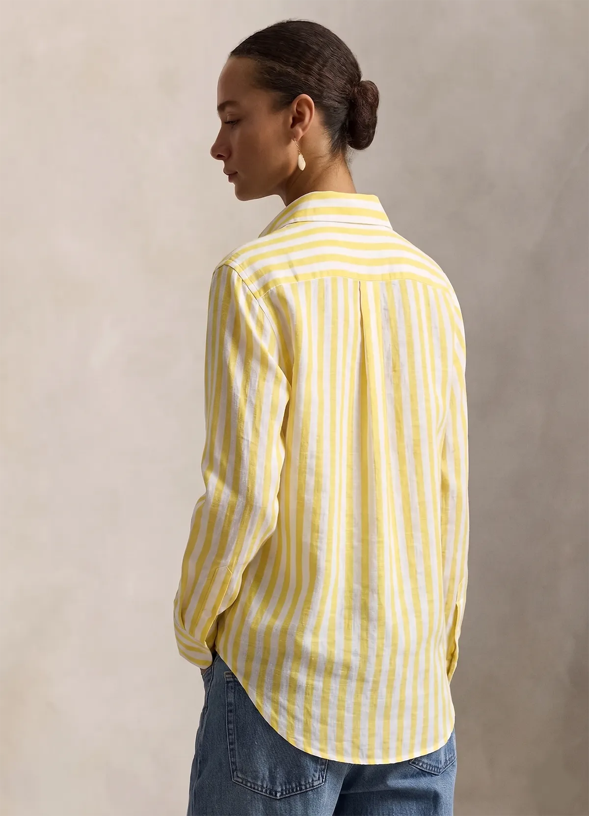 Ralph Lauren Yellow-white Classic Fit Linen Shirt - Image 3