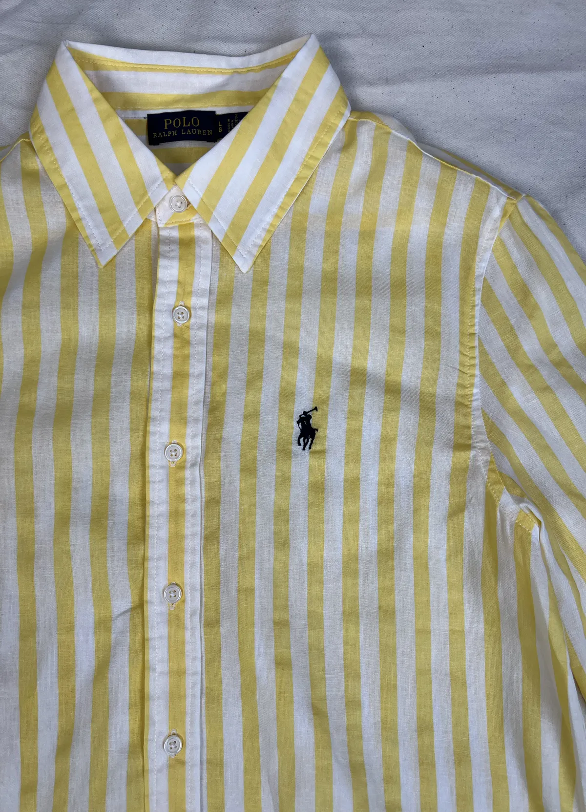 Ralph Lauren Yellow-white Classic Fit Linen Shirt - Image 6