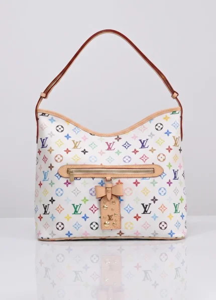 Louis Vuitton White Multicolor Monogram Hobo Bag Bow Decoration Shoulder Handbag