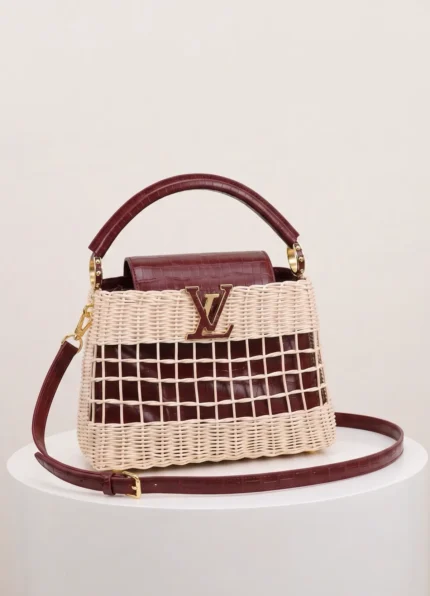 Louis Vuitton Capucines BB Rattan Croc‑Embossed Leather Handbag, Removable Crossbody Strap